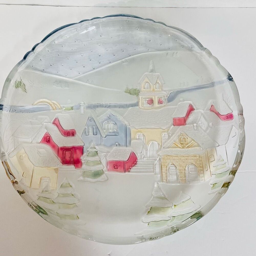 Crystal Clear Studios VTG Winter Scene Platter